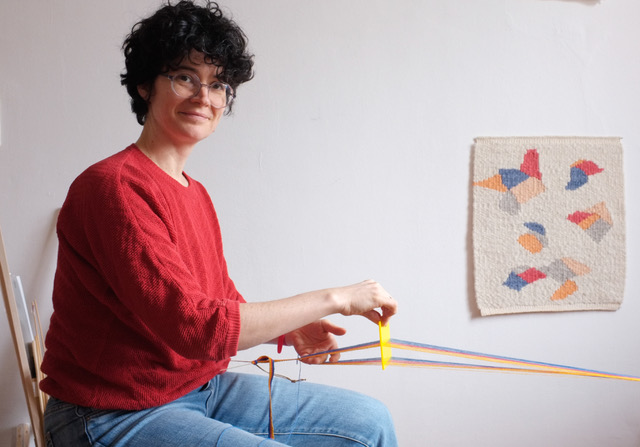 me weaving in my studio using 5 Johanns on my loom, to show what is possible with Johann